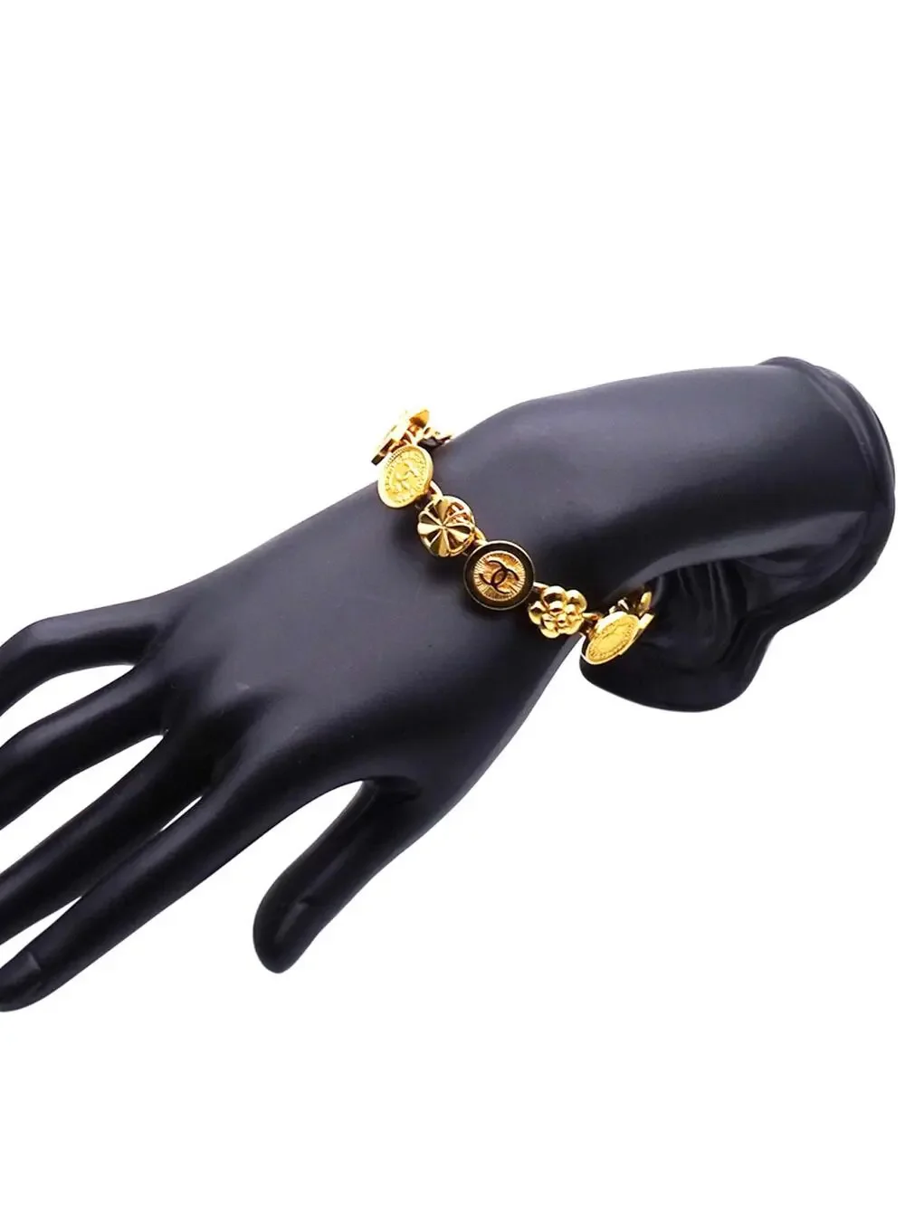 Chanel Cc Logo Flower Bracelet Gold- #357883C17B